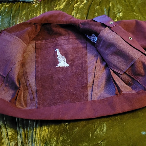 Maroon leather and suede jacket - Picture 8 of 8